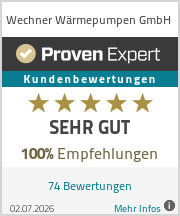 ProvenExpert: WECHNER Haustechnik, 4,77 von 5 Sternen bei 74 Bewertungen